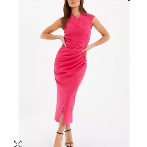 NWT Pink Women's Maxi Dress With Wrap Button Detail